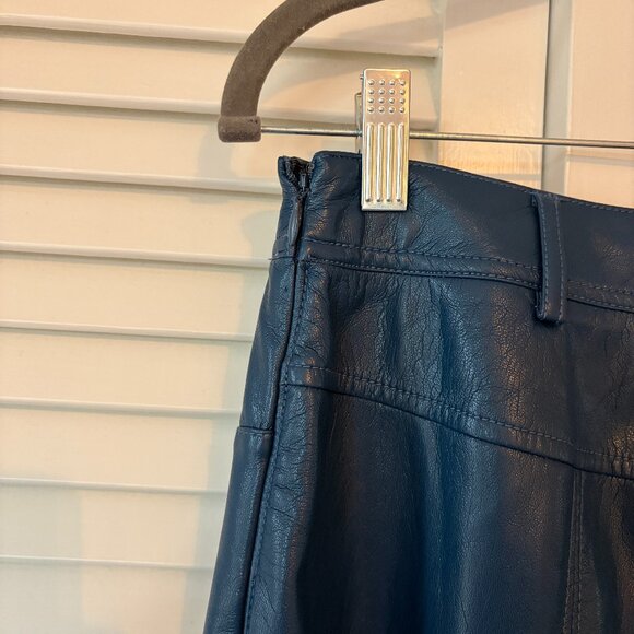 NWT Diane von Furstenberg Chanda pants 6 faux leather Ocean Blue - Picture 11 of 12